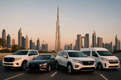 Modern vehicle fleet for road travel in Dubai Modern vehicle fleet for road travel in Dubai